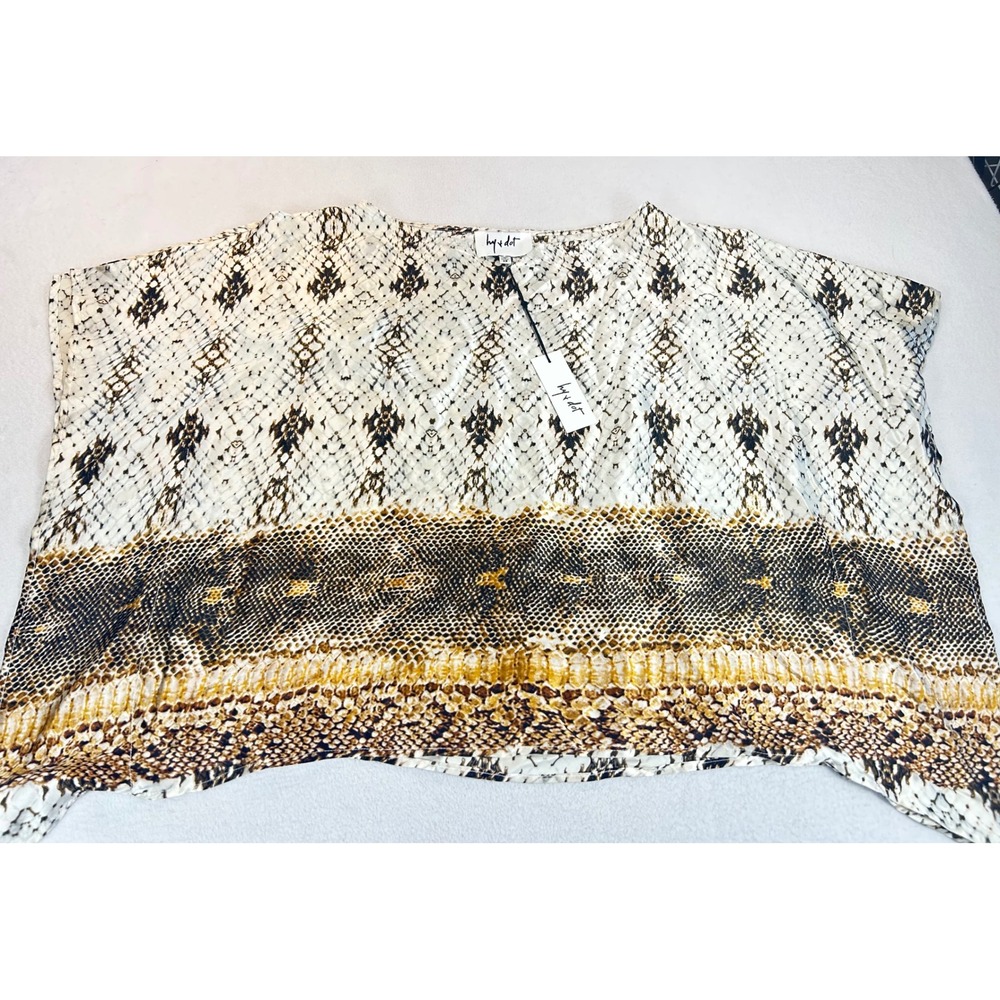 Hy & Dot Snake Print Top Women XS Neutral Animal Pattern Lightweight Flowy